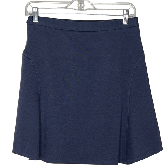 Lacoste Midnight Blue 100% Wool Side Zip A Line Mini Skirt Size 6 Made In France - Picture 5 of 9